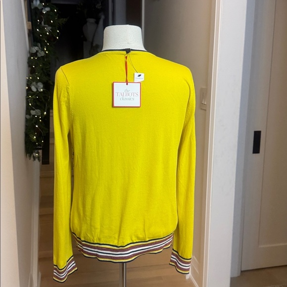 NWT Talbots Classics Yellow Patterned Cardigan size Pettit M - Picture 3 of 5